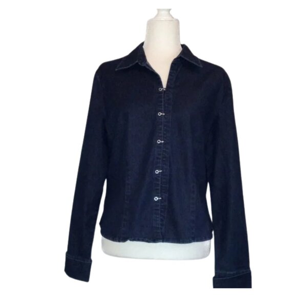 Denim Top with Silver Hook Buttons - Large / Stretch - Picture 1 of 9